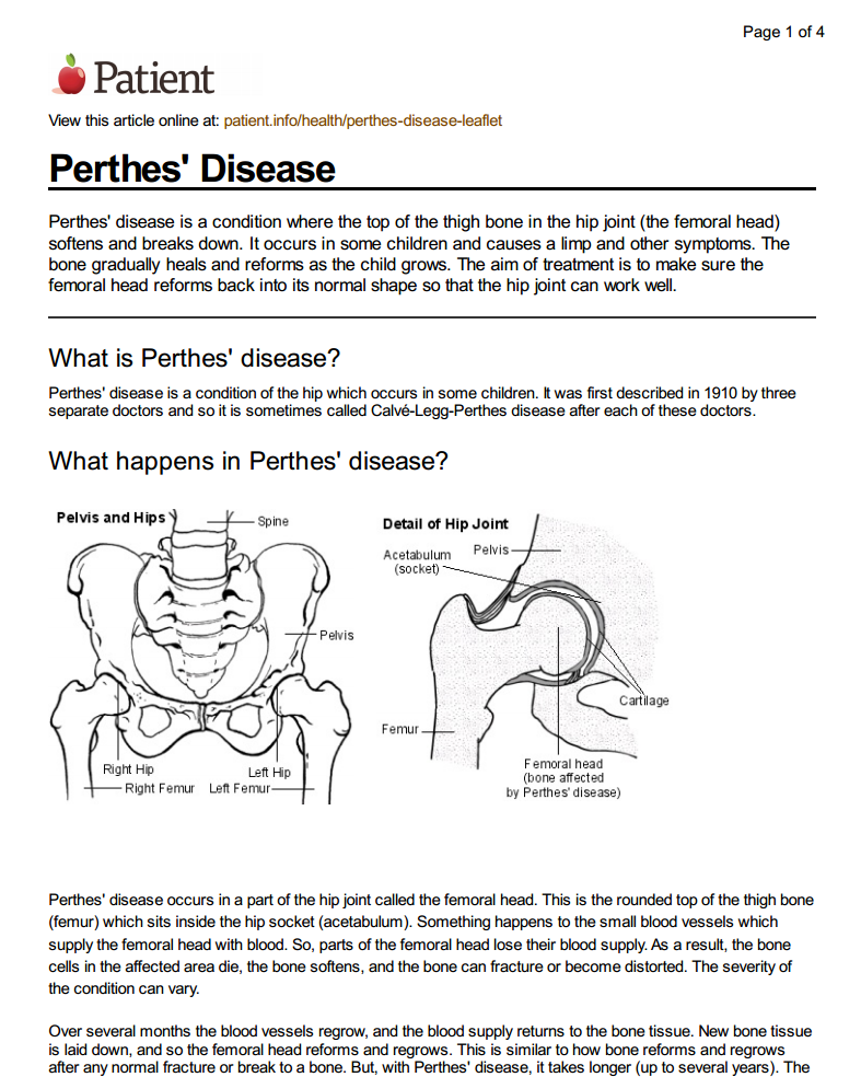 Perthes’ Disease (patient.co.uk) Sussex MSK Partnership East