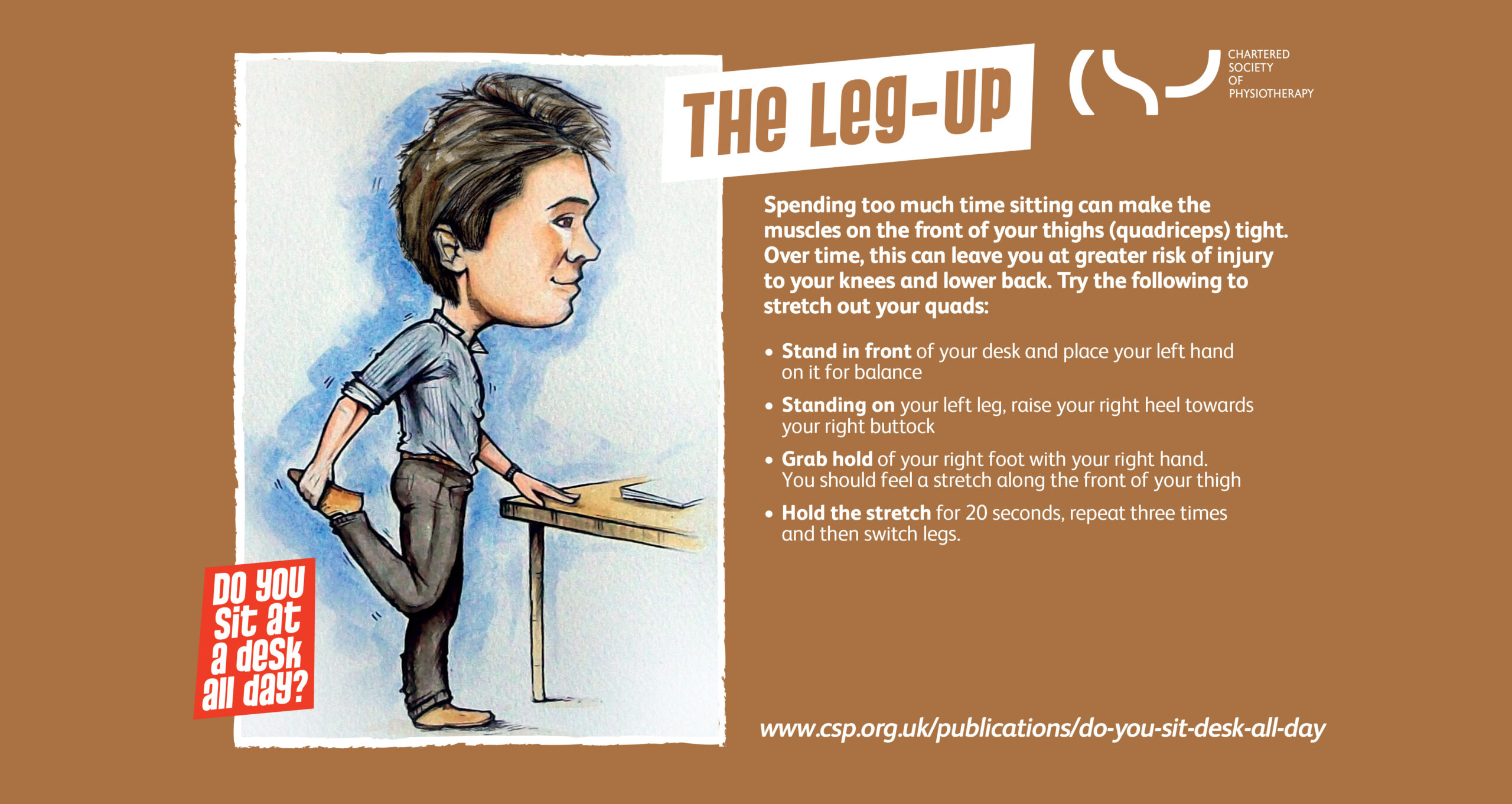 Chartered society of physiotherapy exercise card for the Leg-up