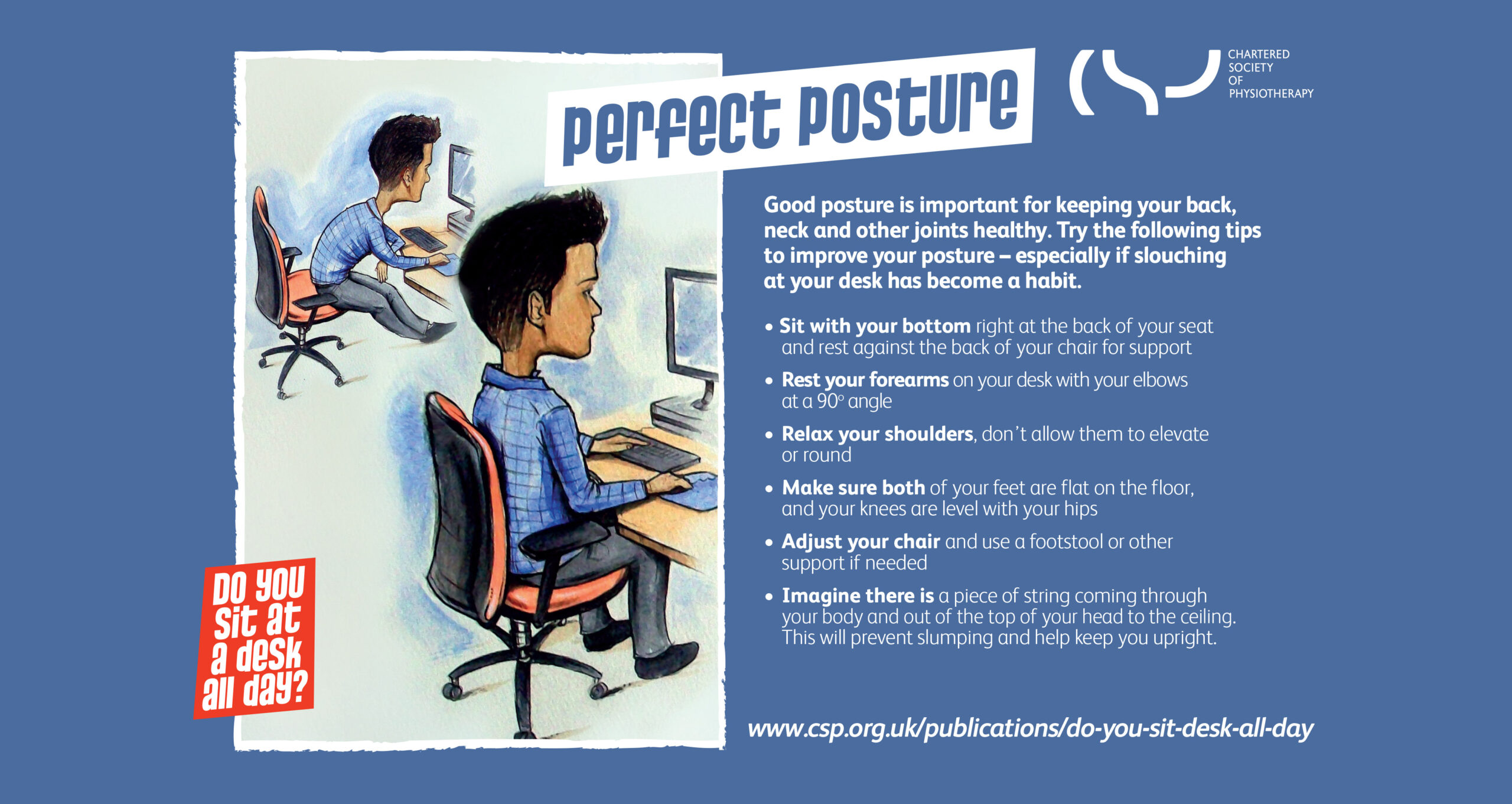 Chartered society of physiotherapy exercise card for perfect posture