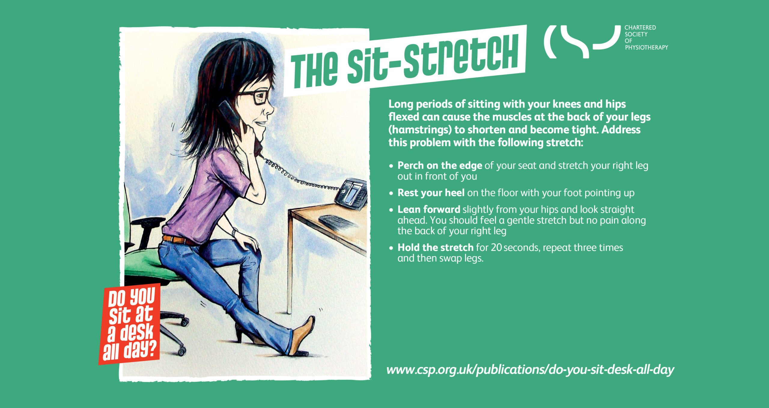 Chartered society of physiotherapy exercise card for the Sit-Stretch