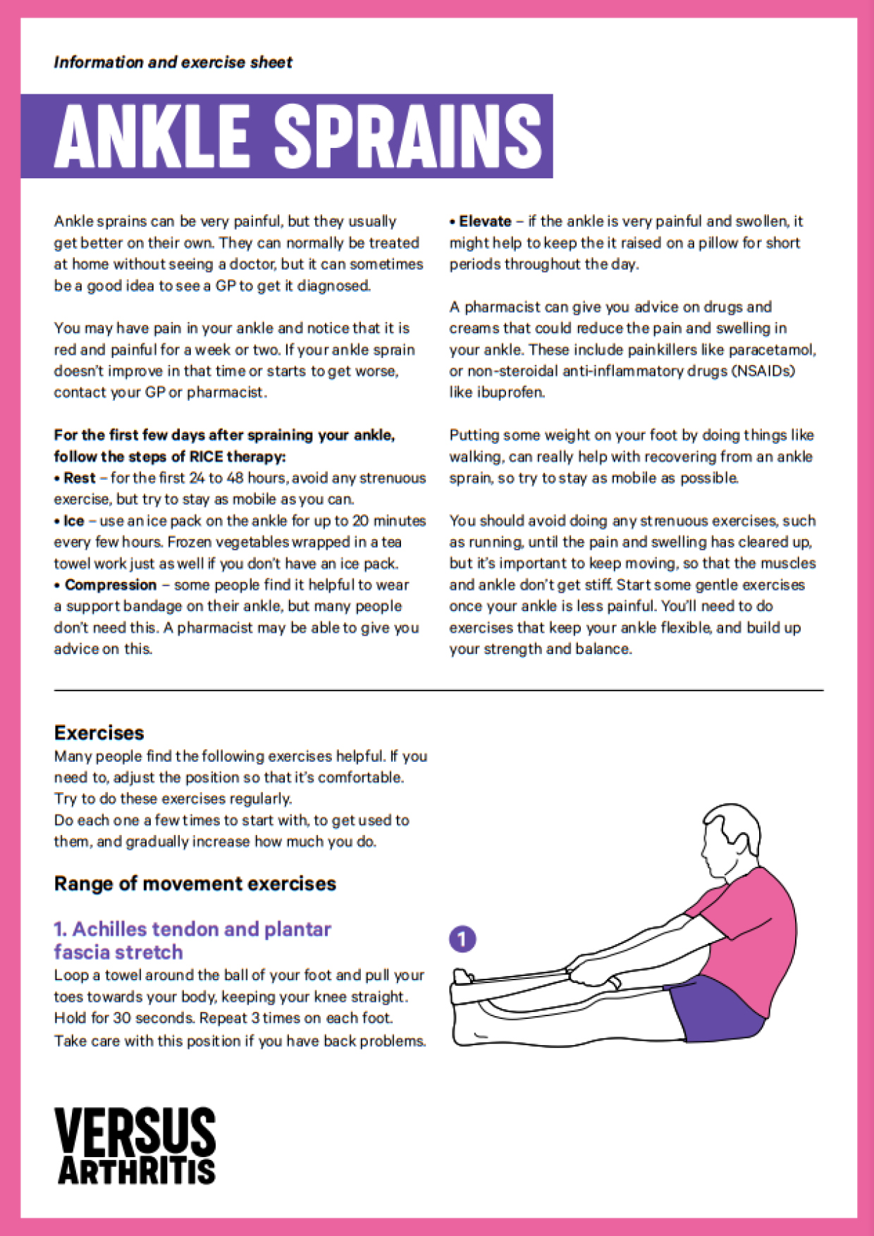 Ankle Sprain Exercise Sheet